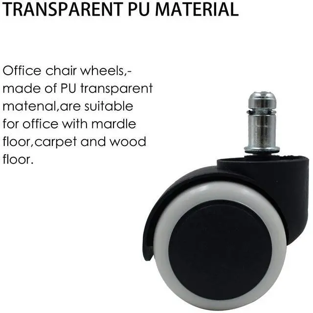 Alt view image 3 of 6 - 2 Inch Floor Protecting Rubber Office Chair Caster Wheel Standard Stem Size for Office School Home