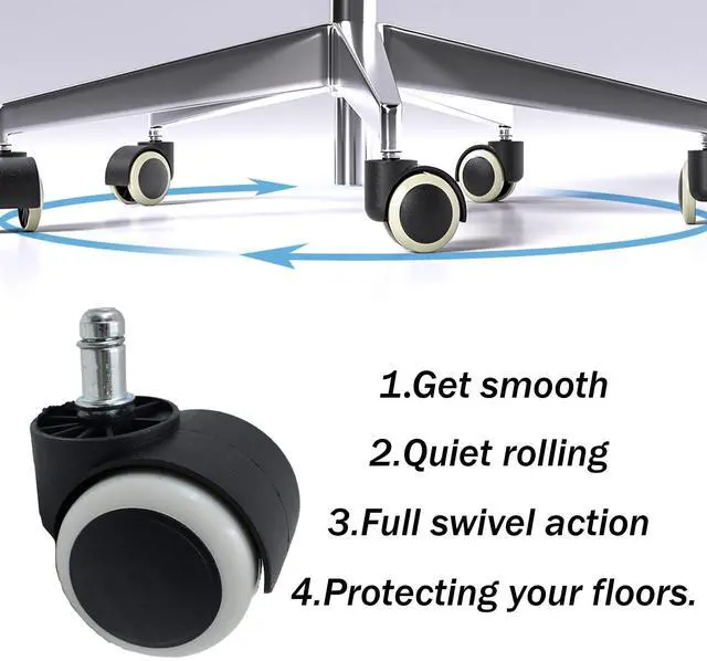 Alt view image 5 of 6 - 2 Inch Floor Protecting Rubber Office Chair Caster Wheel Standard Stem Size for Office School Home
