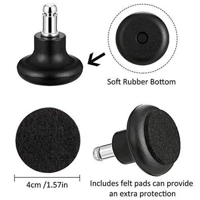 Alt view image 2 of 7 - 5 Pieces Bell Glides Replacement Office Chair Wheels Stopper Office Chair Swivel Caster Wheels Stool Bell Glides with Separate Self Adhesive Pads (Low Profile)