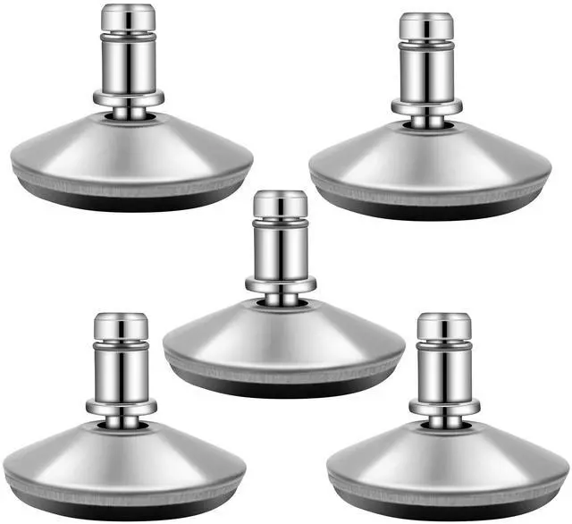 Main image of Bell Glides Replacement Office Chair Swivel Caster Wheels to Fixed Stationary CastorsAdjustable Castor Low Profile Stool with Separate Self Adhesive Felt Pads Black 5pcs Silver
