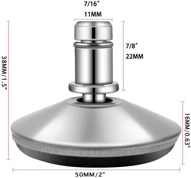 Alt view image 2 of 6 - Bell Glides Replacement Office Chair Swivel Caster Wheels to Fixed Stationary CastorsAdjustable Castor Low Profile Stool with Separate Self Adhesive Felt Pads Black 5pcs Silver