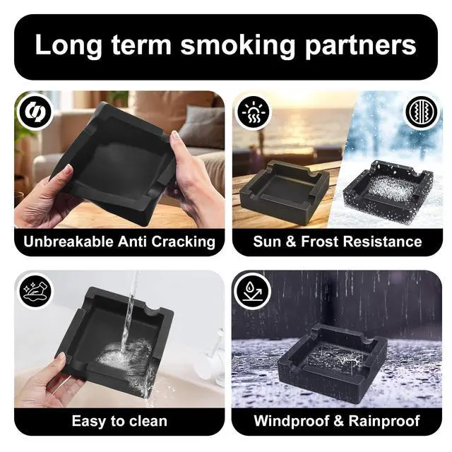 Alt view image 3 of 6 - Outdoor Cigar Ashtrays Unbreakable Large Ring Gauge Silicone Ashtrays for Patio/Outside/Indoor/Home Decor with 4 Rest Cigar Holder Ash Tray Minimalistic