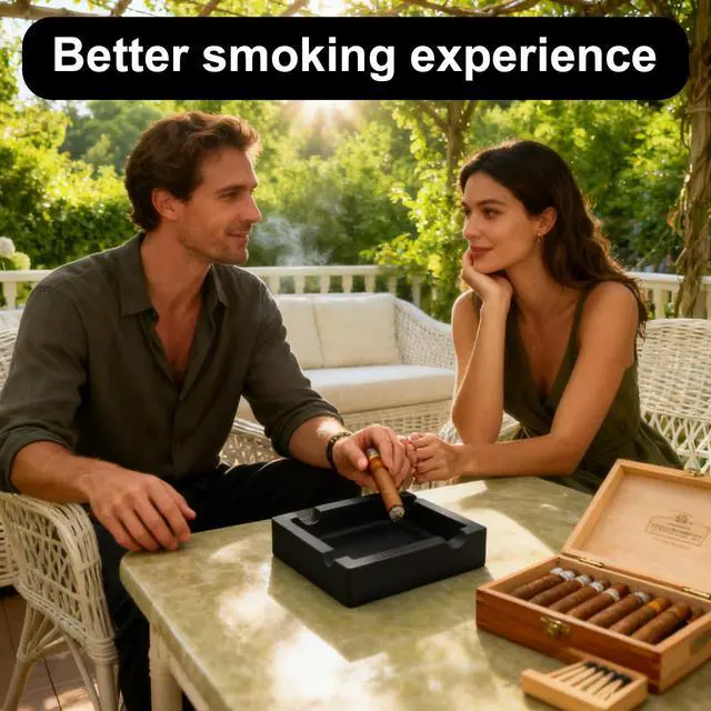 Alt view image 5 of 6 - Outdoor Cigar Ashtrays Unbreakable Large Ring Gauge Silicone Ashtrays for Patio/Outside/Indoor/Home Decor with 4 Rest Cigar Holder Ash Tray Minimalistic