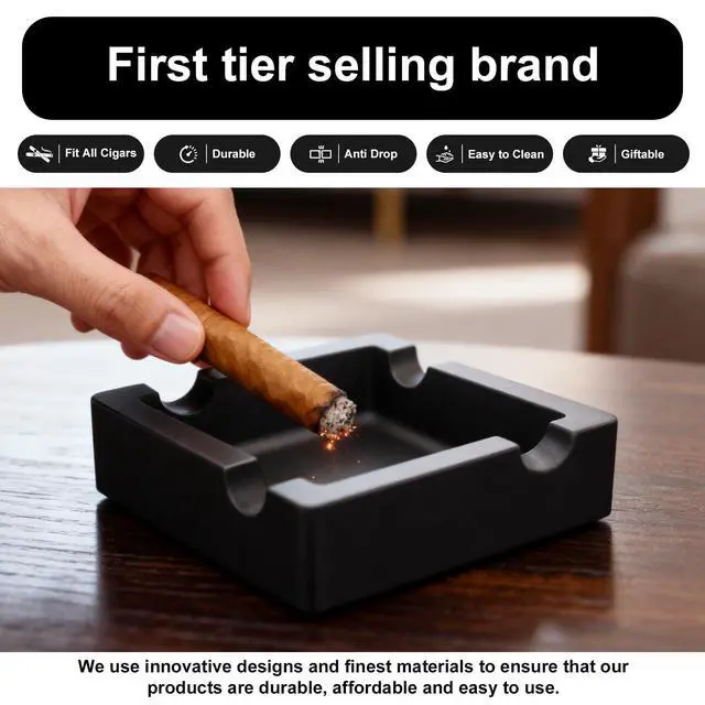 Alt view image 4 of 6 - Outdoor Cigar Ashtrays Unbreakable Large Ring Gauge Silicone Ashtrays for Patio/Outside/Indoor/Home Decor with 4 Rest Cigar Holder Ash Tray Minimalistic