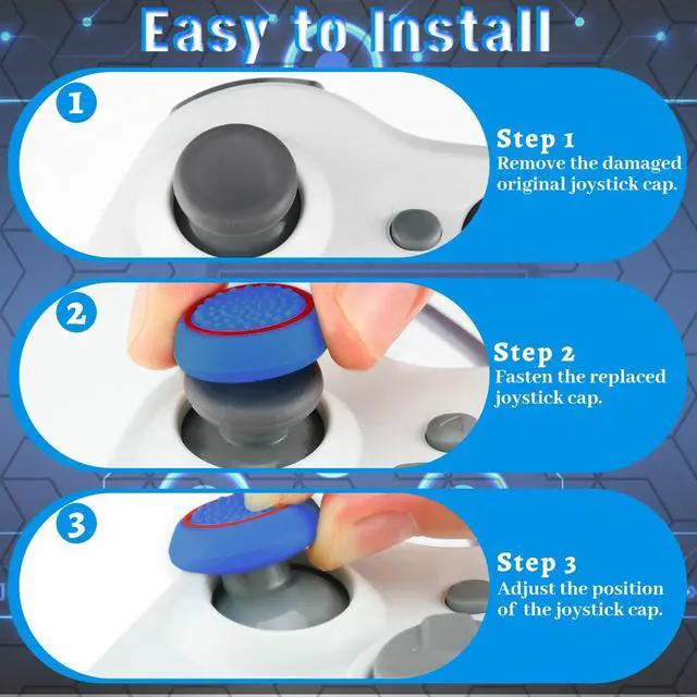 Alt view image 6 of 6 - 28 Pack Anti Slip Controller Grip Silicone Thumb Grips Caps High Sensitivity Joystick Thumb Grips Multicolor Button Cover Anti-Scratch Joystick Silicone Accessories Replacement Parts