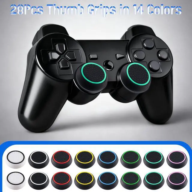 Alt view image 3 of 6 - 28 Pack Anti Slip Controller Grip Silicone Thumb Grips Caps High Sensitivity Joystick Thumb Grips Multicolor Button Cover Anti-Scratch Joystick Silicone Accessories Replacement Parts