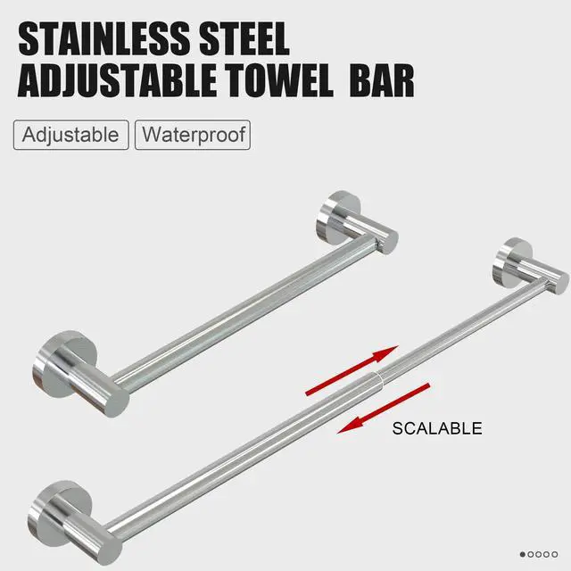 Alt view image 2 of 7 - Towel Bar - Adjustable 304 Stainless Steel Towel Holder for Bathroom (11.8inch-22.6inch) Sturdy and Rustproof Wall Mounted Towel Rack for Bathroom Accessories, Silver