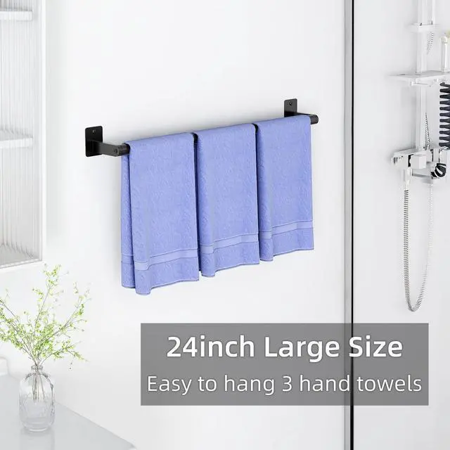 Alt view image 5 of 7 - Bathroom Towel Bar, 24 Inch Towel Racks for Bathroom Wall Mounted, Heavy Duty Hand Towel Holder Organizer, Modern Home Decor Towel Rod, Matte Black Single Bar