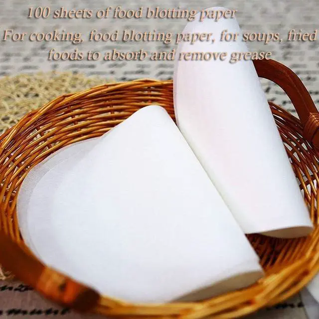 Alt view image 2 of 7 - 100 Sheets Round Silicone Blotting Paper - Non-stick Oil Absorbing Kitchen Blotting Paper for Cakes, Soups & Fried Foods