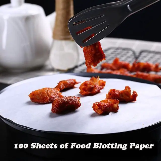 Alt view image 3 of 7 - 100 Sheets Round Silicone Blotting Paper - Non-stick Oil Absorbing Kitchen Blotting Paper for Cakes, Soups & Fried Foods