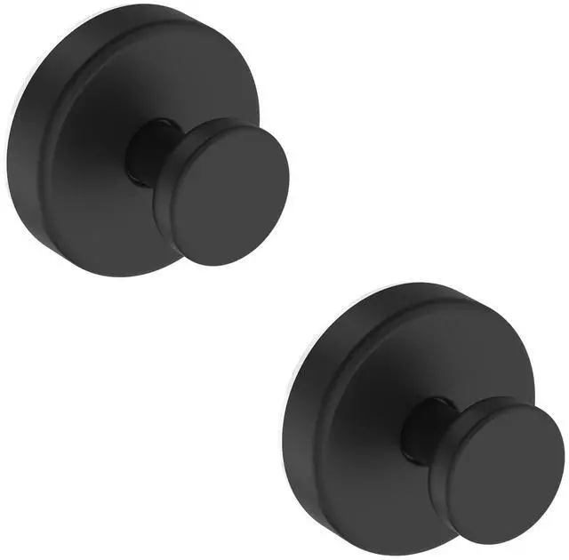 Main image of Suction Cup Hooks for Shower, Removable Towel Hooks for Bathroom Window Glass Door Wall, Bath Robe Looafh Wreath Hook for Hanging - 2 Pack, Black