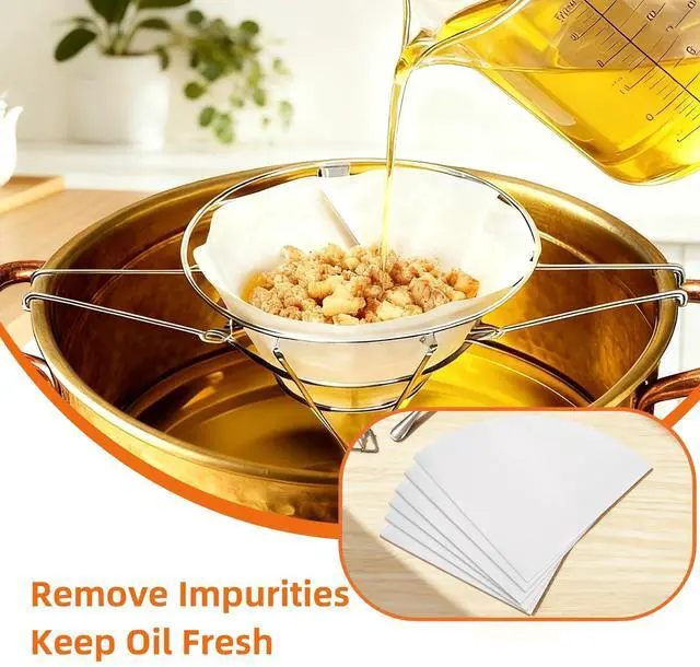 Alt view image 5 of 7 - 10" Deep Fryer Oil Filter, 25 Count Paper Filters, Cooking Oil Filter Strainer, Maple Syrup Cone Paper, Non-Woven Cone Filter (25 Filter Cones)