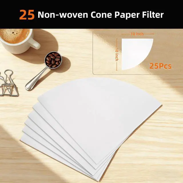 Alt view image 3 of 7 - 10" Deep Fryer Oil Filter, 25 Count Paper Filters, Cooking Oil Filter Strainer, Maple Syrup Cone Paper, Non-Woven Cone Filter (25 Filter Cones)