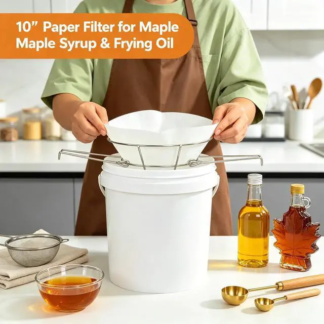 Alt view image 6 of 7 - 10" Deep Fryer Oil Filter, 25 Count Paper Filters, Cooking Oil Filter Strainer, Maple Syrup Cone Paper, Non-Woven Cone Filter (25 Filter Cones)