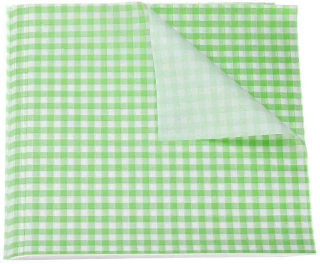 Main image of 100pcs Square Checkered Wax Paper Sheets 9.84" x 9.84" Oil-absorbing Dry Food Wrapping Paper for Sandwich Baking Paper Liners Picnic Basket Bread Hamburger Wrap Kitchen, Green