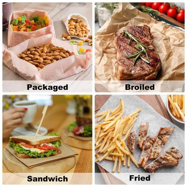Alt view image 7 of 7 - 100pcs Square Checkered Wax Paper Sheets 9.84" x 9.84" Oil-absorbing Dry Food Wrapping Paper for Sandwich Baking Paper Liners Picnic Basket Bread Hamburger Wrap Kitchen, Green