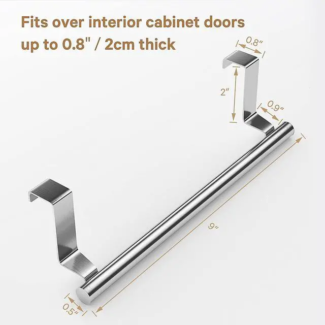 Alt view image 2 of 7 - Stainless Steel Over Door Towel Rack Bar Holders for Universal Fit on Over Cabinet Cupboard Doors 2 Pack (Sliver)