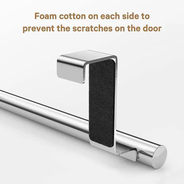 Alt view image 3 of 7 - Stainless Steel Over Door Towel Rack Bar Holders for Universal Fit on Over Cabinet Cupboard Doors 2 Pack (Sliver)