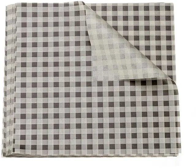 Main image of 30pcs Square Checkered Wax Paper Sheets 7" x 7" Oil-absorbing Dry Food Wrapping Paper for Sandwich Baking Paper Liners Picnic Basket Bread Hamburger Wrap Kitchen, Brown