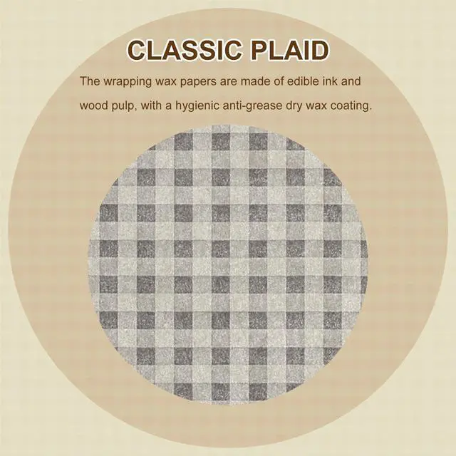Alt view image 4 of 7 - 30pcs Square Checkered Wax Paper Sheets 7" x 7" Oil-absorbing Dry Food Wrapping Paper for Sandwich Baking Paper Liners Picnic Basket Bread Hamburger Wrap Kitchen, Brown