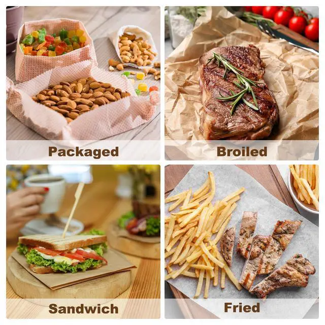 Alt view image 7 of 7 - 30pcs Square Checkered Wax Paper Sheets 7" x 7" Oil-absorbing Dry Food Wrapping Paper for Sandwich Baking Paper Liners Picnic Basket Bread Hamburger Wrap Kitchen, Brown