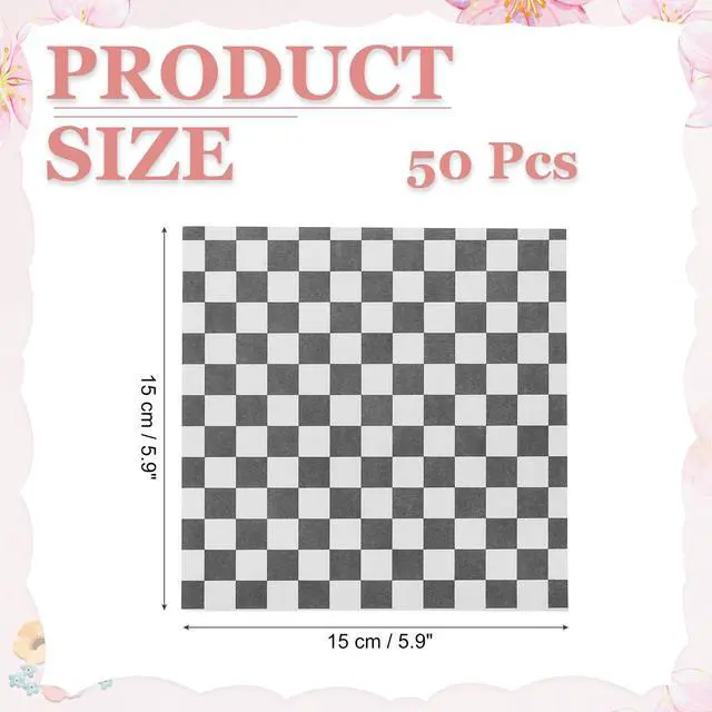 Alt view image 2 of 7 - 5.9" x 5.9" Waxed Paper Sheets, 50Pcs Square Pattern Oil-absorbing Dry Food Wrapping Paper for Bakery Coffee Shop Home Baking Kitchen DIY, Black