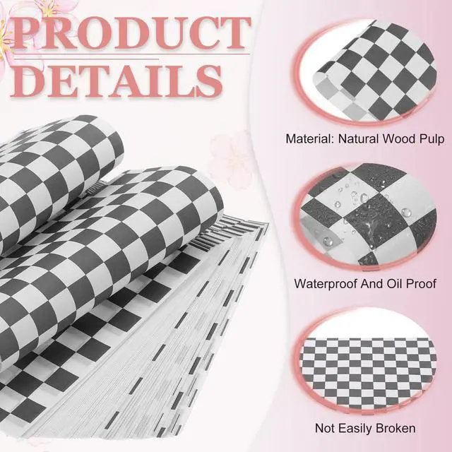 Alt view image 3 of 7 - 5.9" x 5.9" Waxed Paper Sheets, 50Pcs Square Pattern Oil-absorbing Dry Food Wrapping Paper for Bakery Coffee Shop Home Baking Kitchen DIY, Black