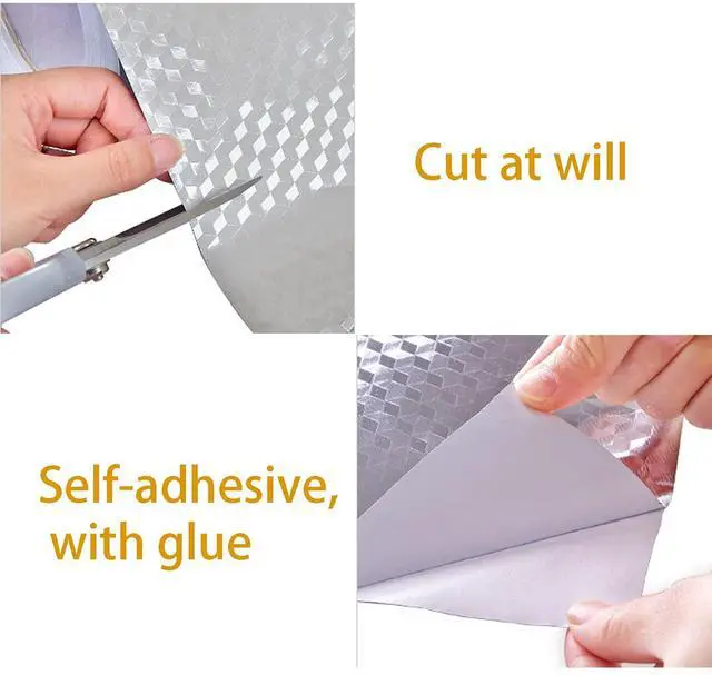Alt view image 2 of 6 - Kitchen Wallpaper Oil Proof Sticker Backsplash Aluminum foil Oil self-Adhesive Paper Silver Cabinet Liner Waterproof and Heat Resistant Peel and Stick backsplash, 15.7X118.1 Inches