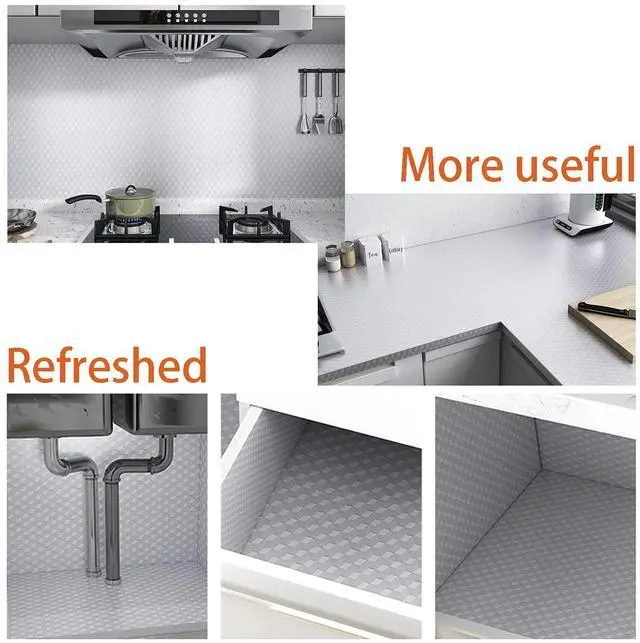 Alt view image 4 of 6 - Kitchen Wallpaper Oil Proof Sticker Backsplash Aluminum foil Oil self-Adhesive Paper Silver Cabinet Liner Waterproof and Heat Resistant Peel and Stick backsplash, 15.7X118.1 Inches