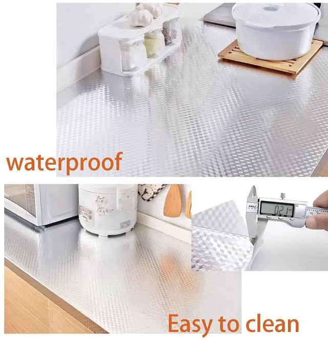 Alt view image 5 of 6 - Kitchen Wallpaper Oil Proof Sticker Backsplash Aluminum foil Oil self-Adhesive Paper Silver Cabinet Liner Waterproof and Heat Resistant Peel and Stick backsplash, 15.7X118.1 Inches