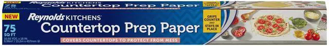 Main image of Kitchens Countertop Prep Paper, Non Slip Kitchen Counter Protector Paper for Food Prep, Moisture, and Grease Protection, Writable Surface, 16.66 Yards x 18 Inches, 75 Total Sq. Ft.