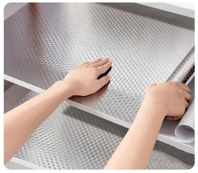 Alt view image 4 of 6 - Kitchen Oil-Water Proof Wallpaper, Peel and Stick Aluminum Foil Backsplash Protector, Self Adhesive Waterproof Contact Paper for Cabinet, Drawer, Shelf Liner, Countertop Cover, 15.7 x118.1 Inch