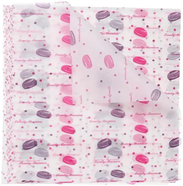 Main image of 50pcs Square Macaroon Pattern Wax Paper Sheets 9.84" x 8.46" Oil-absorbing Dry Food Wrapping Paper for Sandwich Baking Paper Liners Picnic Basket Bread Hamburger Wrap Kitchen, Red