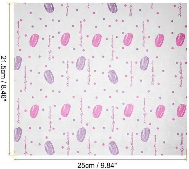 Alt view image 2 of 7 - 50pcs Square Macaroon Pattern Wax Paper Sheets 9.84" x 8.46" Oil-absorbing Dry Food Wrapping Paper for Sandwich Baking Paper Liners Picnic Basket Bread Hamburger Wrap Kitchen, Red