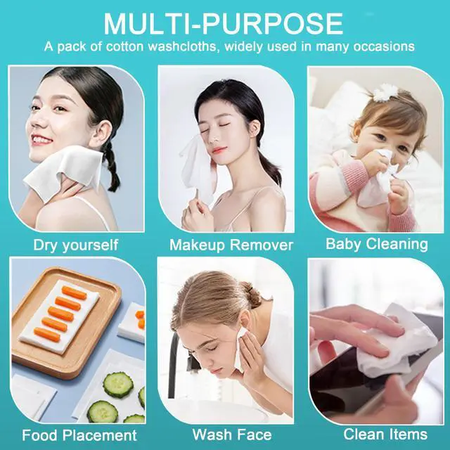 Alt view image 6 of 6 - Disposable Face Towel,Cotton Facial Dry Wipe for Sensitive Skin, Facial Tissues for Skin Care, Facial Cleansing, Makeup Wipes, Makeup Remover Towels, Upgraded and Thickened