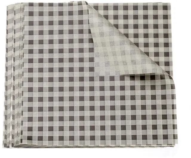 Main image of 200pcs Square Checkered Wax Paper Sheets 7.09" x 7.09" Oil-absorbing Dry Food Wrapping Paper for Sandwich Baking Paper Liners Picnic Basket Bread Hamburger Wrap Kitchen, Brown