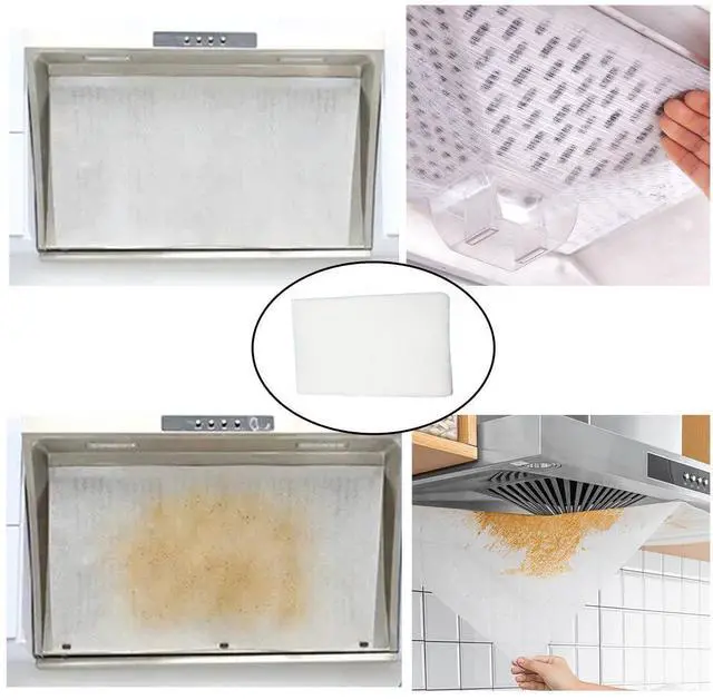 Alt view image 7 of 7 - 12 Sheet Range Hood Grease Filter Cover Disposable Non-Woven Fabric Range Hood Vent Secondary Filters Sticker Oil Absorbing Paper for Kitchen Range Hood Air Filter Mesh Charcoal Carbon Combo