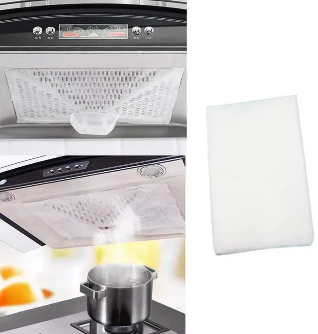 Alt view image 6 of 7 - 12 Sheet Range Hood Grease Filter Cover Disposable Non-Woven Fabric Range Hood Vent Secondary Filters Sticker Oil Absorbing Paper for Kitchen Range Hood Air Filter Mesh Charcoal Carbon Combo