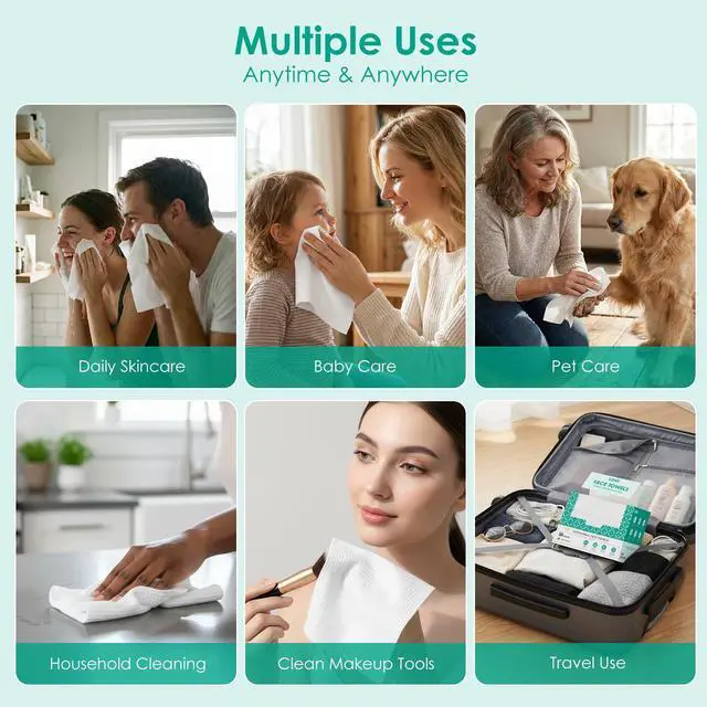 Alt view image 7 of 7 - Face Towels 10"×12", XL Disposable Facial Towels, Extra Thick Clean Face Towelettes, Ultra Soft Makeup Remover Dry Wipes for Sensitive Skin, Cleansing, Travel, 50 Count