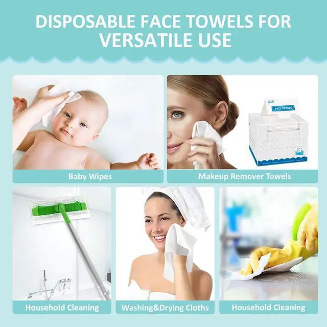 Alt view image 7 of 7 - Face Towels, Disposable Face Towelette, Biodegradable Makeup Remover Dry Wipes 50 Count, Super Soft Clean Facial Towels Wash Cloth for Sensitive Skin