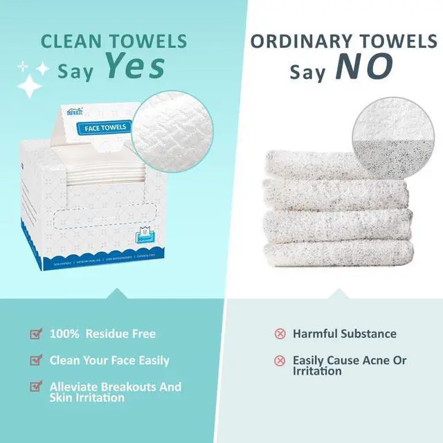 Alt view image 6 of 7 - Face Towels, Disposable Face Towelette, Biodegradable Makeup Remover Dry Wipes 50 Count, Super Soft Clean Facial Towels Wash Cloth for Sensitive Skin