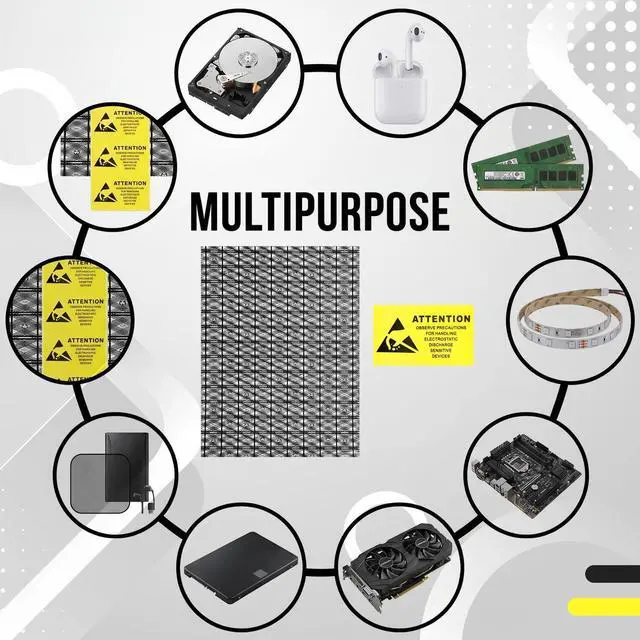 Alt view image 6 of 7 - 10 PCS Anti Static Bag, Large Anti-Static ESD Bags with Anti-Static Labels Open Top ESD Shielding Anti Static Bag Resealable Large Size Open Top Shielding Protection for Motherboard Video Card LCD