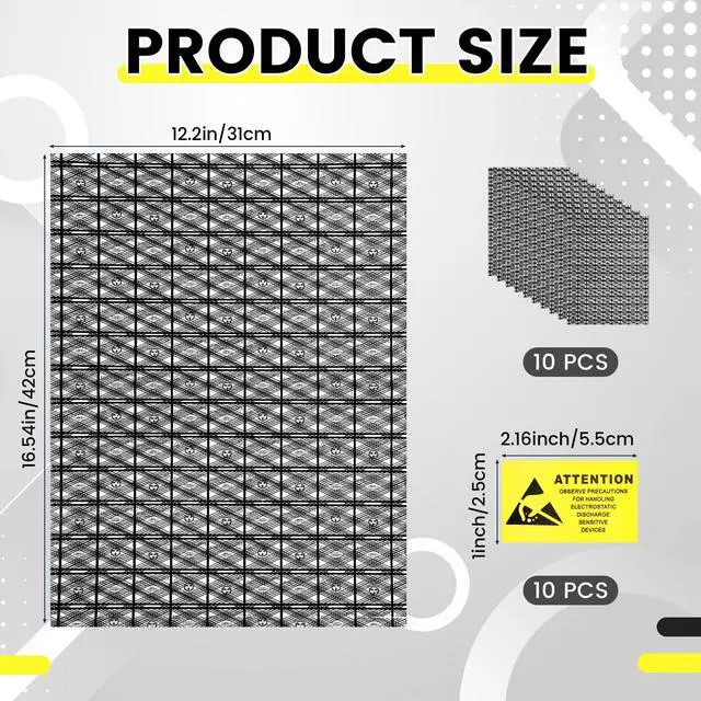 Alt view image 2 of 7 - 10 PCS Anti Static Bag, Large Anti-Static ESD Bags with Anti-Static Labels Open Top ESD Shielding Anti Static Bag Resealable Large Size Open Top Shielding Protection for Motherboard Video Card LCD