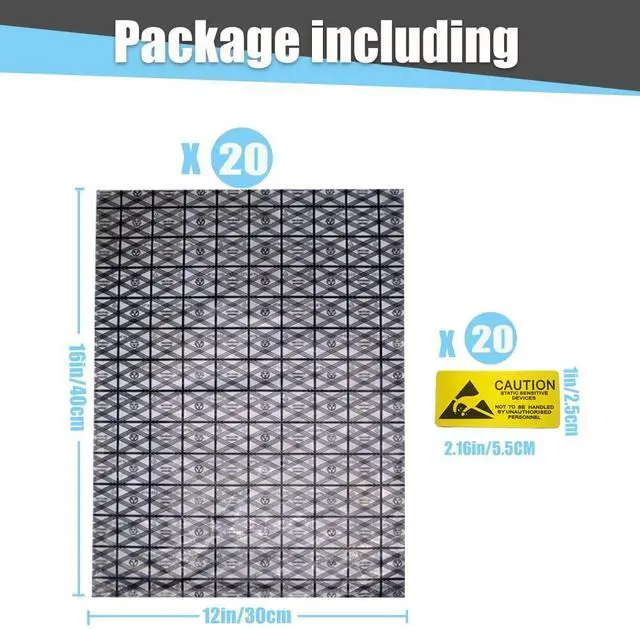 Alt view image 2 of 7 - Open Top Antistatic Bag,20pcs 12X16in/30x40cm Large ESD Anti Static Bags for Motherboard Video Card LCD Screen with Anti-Static Labels