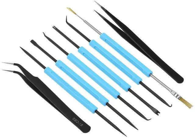 Alt view image 2 of 7 - Professional Welding Auxiliary Tools Set, 6 Double-sided Repair Tools & 2 Anti-static Precision Tweezers for Electronic Repair, Soldering, and Grinding