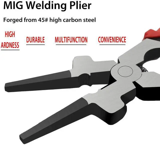 Alt view image 3 of 7 - 8" MIG Welding Pliers with Insulated Handle - Multifunction Carbon Steel Pliers for Welding and Wire Cutting