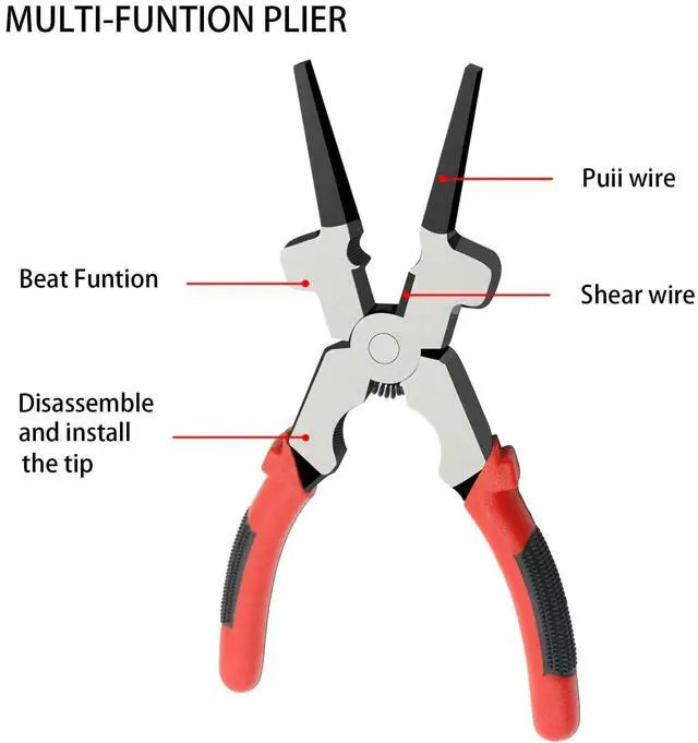 Alt view image 5 of 7 - 8" MIG Welding Pliers with Insulated Handle - Multifunction Carbon Steel Pliers for Welding and Wire Cutting