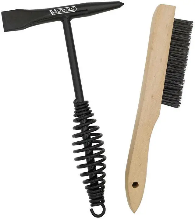 Main image of Welding Chipping Hammer with Coil Spring Handle,10.5",Cone and Vertical Chisel/ 10" Wire Brush(Free), Black