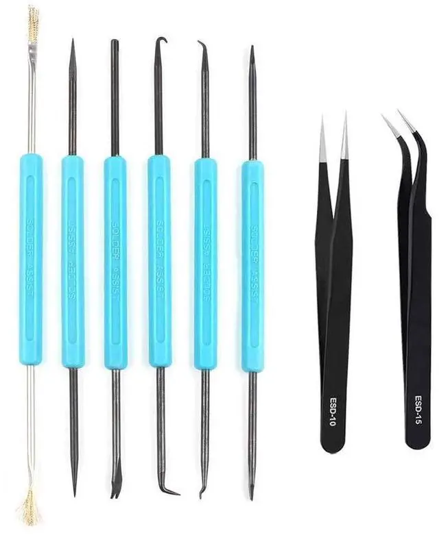 Main image of Professional welding auxiliary tools 6 double-sided repair tools, 2 precision tweezers, soldering iron accessories DIY accessories, suitable for electronic repair and welding