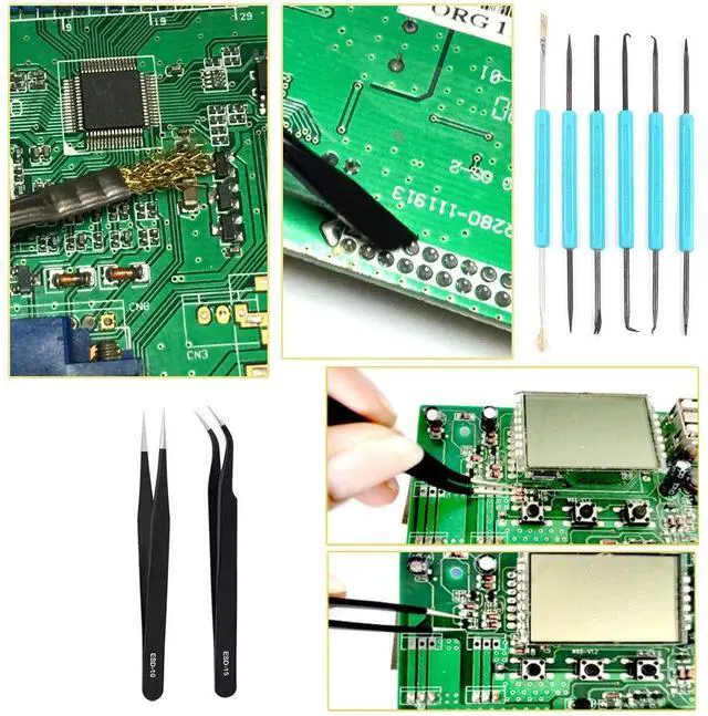Alt view image 7 of 7 - Professional welding auxiliary tools 6 double-sided repair tools, 2 precision tweezers, soldering iron accessories DIY accessories, suitable for electronic repair and welding